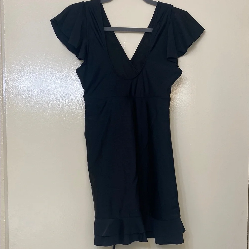 Blooming Jelly Black Ruffle ruched skirt bathing suit NWOT - Picture 6 of 7